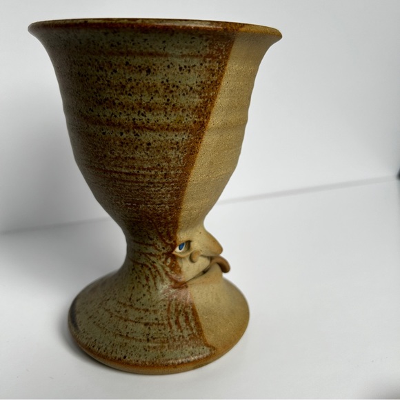 Muggins Stoneware Pottery Goblet Mug Aug 1982 Cheeky Ugly Face Cup - Picture 4 of 12